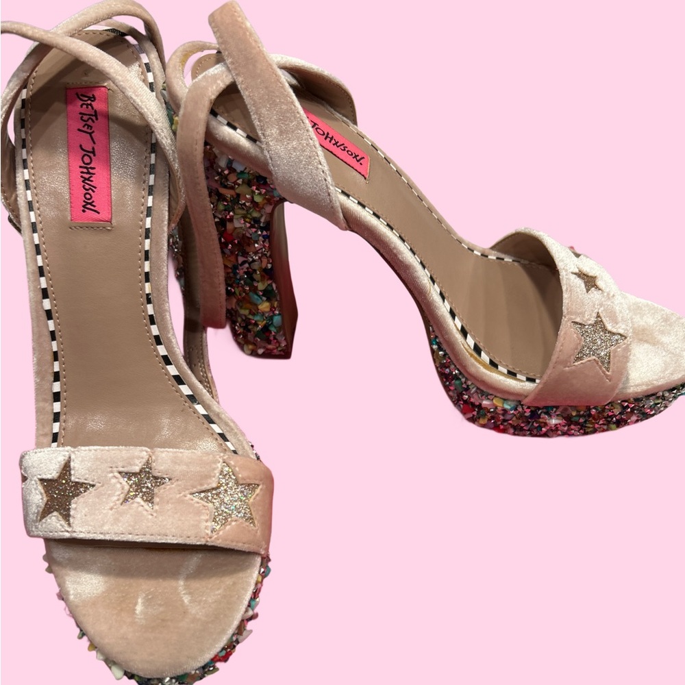 Betsey Johnson Pink Star-Studded Heels